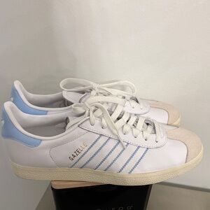 Adidas Gazelle unisex White and Light Blue Sneakers